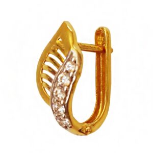 22kt yellow solid gold zircon huggie hoop women earrings