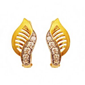 22kt yellow solid gold zircon huggie hoop women earrings