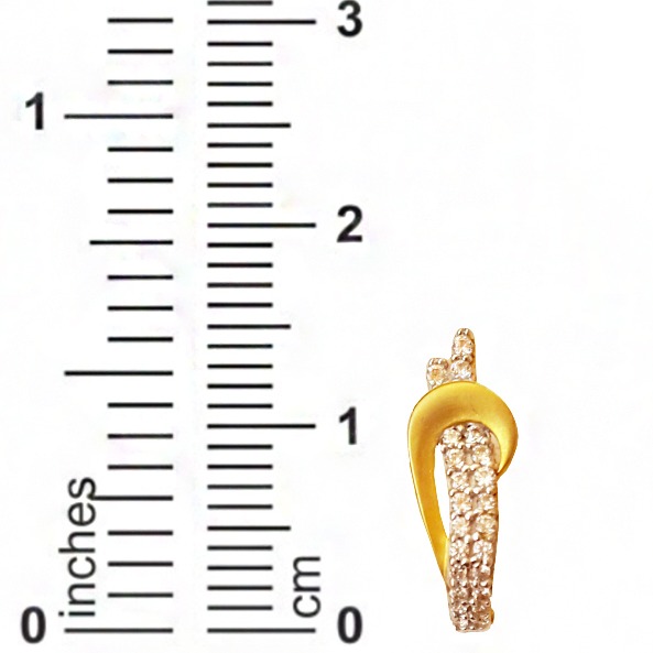 22 k yellow solid gold cubic zirconia huggie hoop women earrings - Image 5