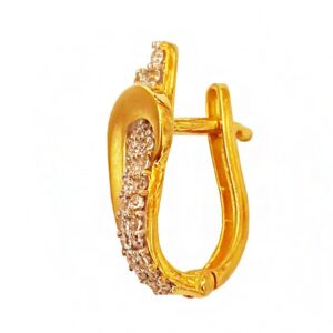 22 k yellow solid gold cubic zirconia huggie hoop women earrings