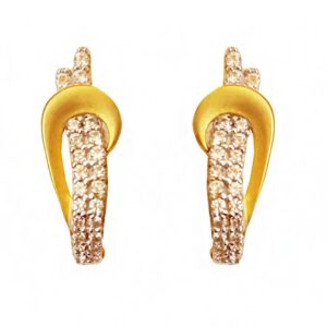 22 k yellow solid gold cubic zirconia huggie hoop women earrings