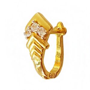 22 k yellow solid gold cubic zirconia  huggie hoop women earrings