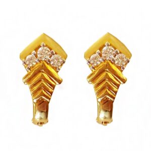 22 k yellow solid gold cubic zirconia  huggie hoop women earrings