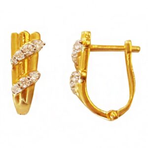 22 kt yellow solid gold zircon huggie hoop women stunning earrings