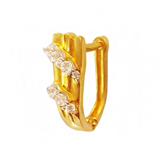 22 kt yellow solid gold zircon huggie hoop women stunning earrings - Image 2