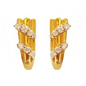22 kt yellow solid gold zircon huggie hoop women stunning earrings