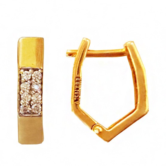18 kt yellow solid gold wedding wear huggie hoop earrings CZ