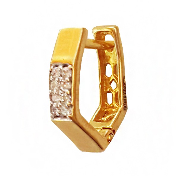 18 kt yellow solid gold wedding wear huggie hoop earrings CZ