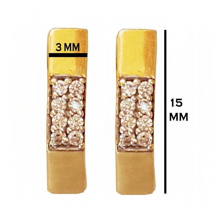 18 kt yellow solid gold wedding wear huggie hoop earrings CZ