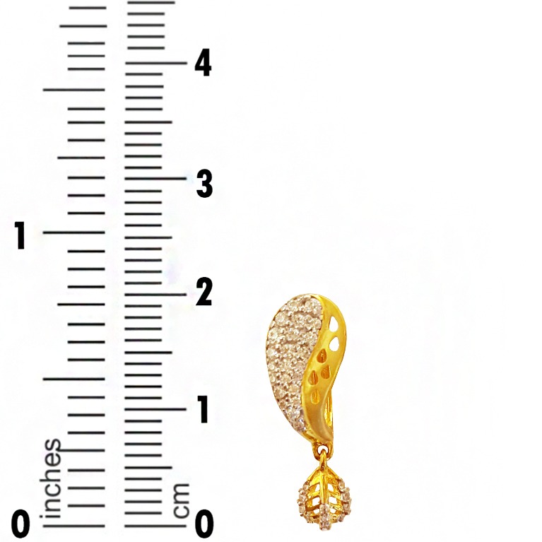 22 kt yellow solid gold cZ huggie hoop handmade women's earrings - Image 5
