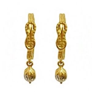 22 kt yellow gold wedding wear round hoop women's earrings