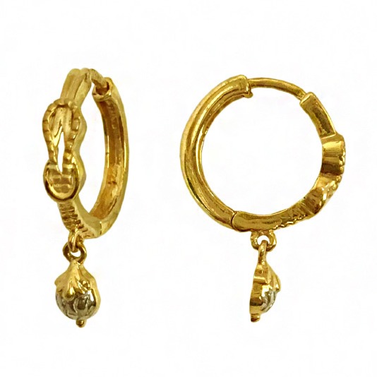22 kt yellow gold wedding wear round hoop women's earrings