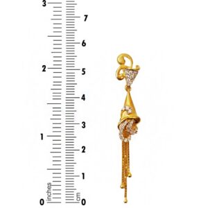 18Kt Solid Yellow Gold Cubic Zircon Party Wear Dangle Drop Earrings Fine Jewelry