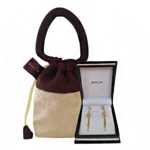 18Kt Solid Yellow Gold Cubic Zircon Party Wear Dangle Drop Earrings Fine Jewelry