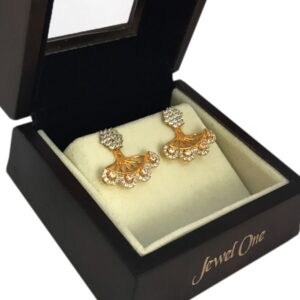 18Kt Solid Yellow Gold Party Wear Wedding Wear Dangle Drop Earrings Screw Back
