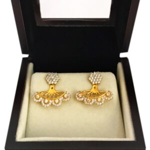 18Kt Solid Yellow Gold Party Wear Wedding Wear Dangle Drop Earrings Screw Back
