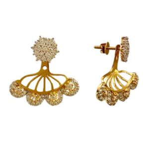 18Kt Solid Yellow Gold Party Wear Wedding Wear Dangle Drop Earrings Screw Back