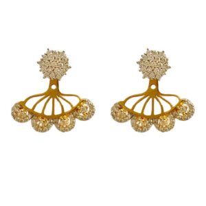 18Kt Solid Yellow Gold Party Wear Wedding Wear Dangle Drop Earrings Screw Back