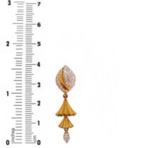 22Kt Solid Yellow Gold Cubic Zircon Long Dangle Drop Women Earrings Fine Jewelry