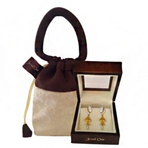 22Kt Solid Yellow Gold Cubic Zircon Long Dangle Drop Women Earrings Fine Jewelry