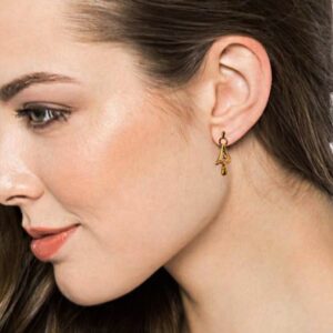 22Kt Solid Yellow Gold Elegant Dangle Drop Women Earrings Handmade Fine Jewelry