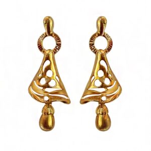 22Kt Solid Yellow Gold Elegant Dangle Drop Women Earrings Handmade Fine Jewelry