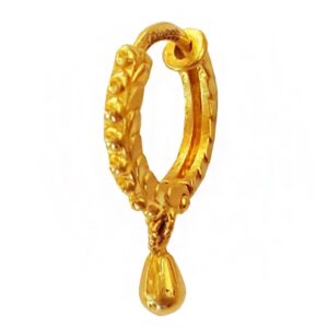 New 22Kt Yellow Solid Gold Drop Round Huggie Hoop Women'S Earrings Fine Jewelry