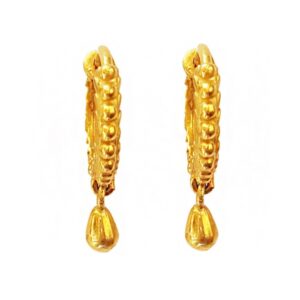 New 22Kt Yellow Solid Gold Drop Round Huggie Hoop Women'S Earrings Fine Jewelry