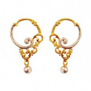 22 Kt Yellow Solid Gold Two Tone Clip On Huggie Hoop Women Earrings Fine Jewelry