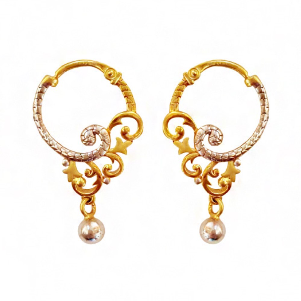 22 Kt Yellow Solid Gold Two Tone Clip On Huggie Hoop Women Earrings Fine Jewelry