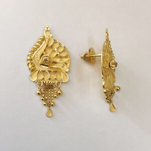 18 Kt Stamped Real Solid Yellow Gold Vintage Stud Earrings Screw Back 5.230 Gram