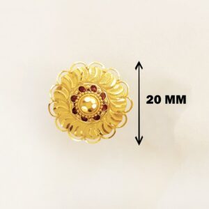 18 Kt Stamped Real Solid Yellow Gold Stud Earring Round Floral Screw Back 5 Gms