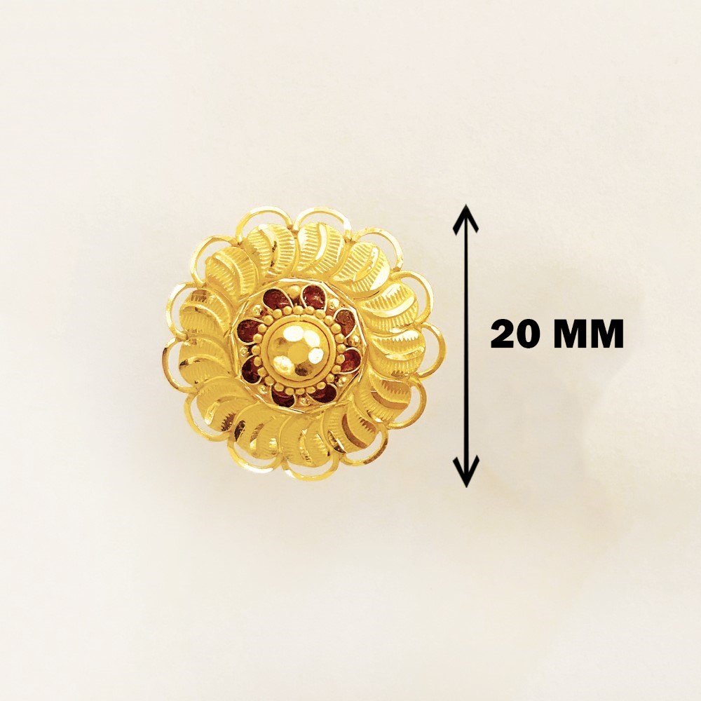 18 Kt Stamped Real Solid Yellow Gold Stud Earring Round Floral Screw Back 5 Gms - Image 4