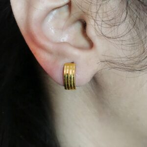 Fine Jewelry 18 Kt Real Solid Yellow Solid Gold Huggie Hoop Earrings 2.380 Grams