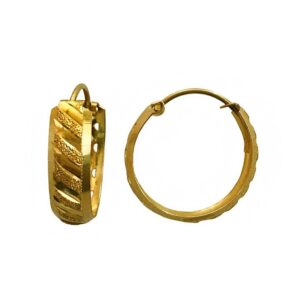 Fine Jewelry 18 Kt Real Solid Yellow Solid Gold Huggie Hoop Earrings 2.600 Grams