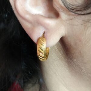 Fine Jewelry 18 Kt Real Solid Yellow Solid Gold Huggie Hoop Earrings 2.600 Grams