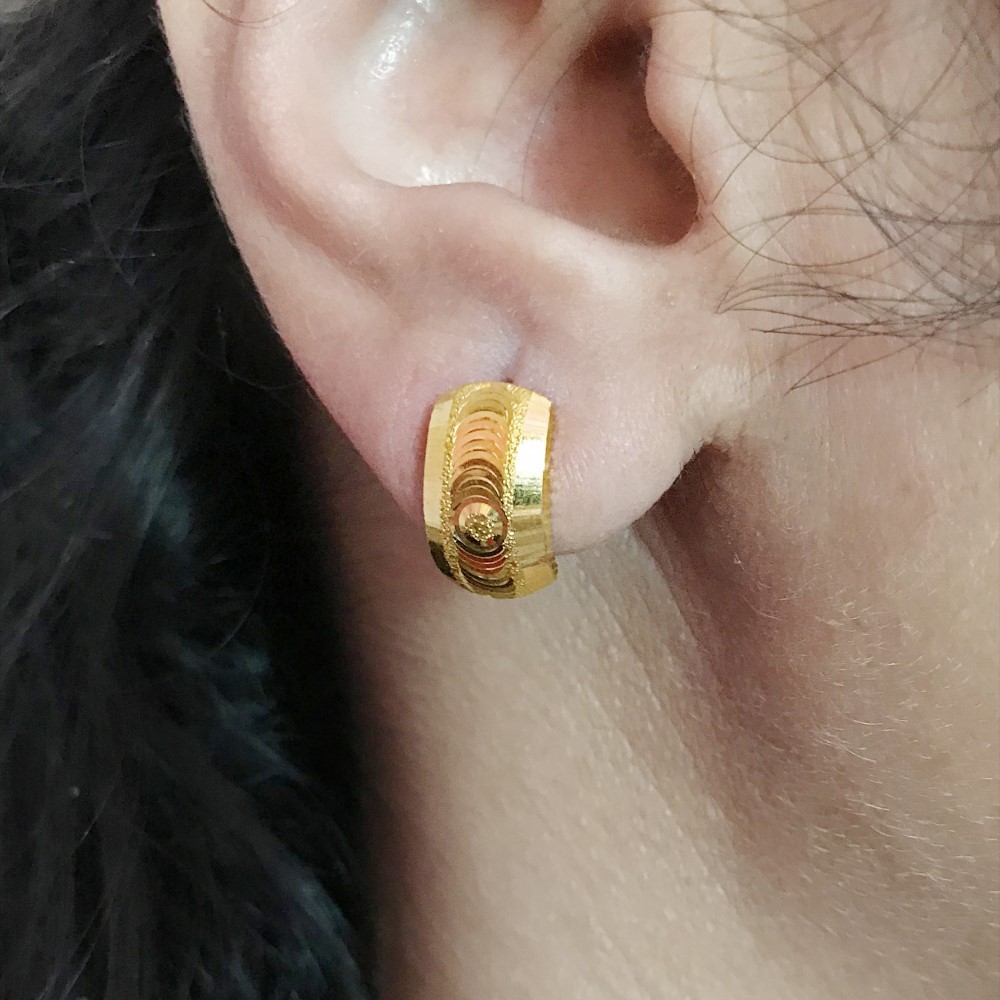 Fine Jewelry 18 Kt Real Solid Yellow Solid Gold Huggie Hoop Earrings 2.660 Grams