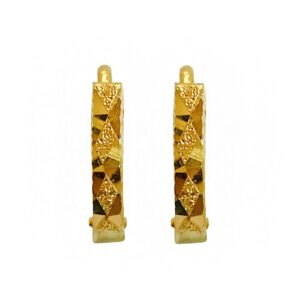Fine Jewelry 18 Kt Real Solid Yellow Solid Gold Huggie Hoop Earrings 1.580 Grams