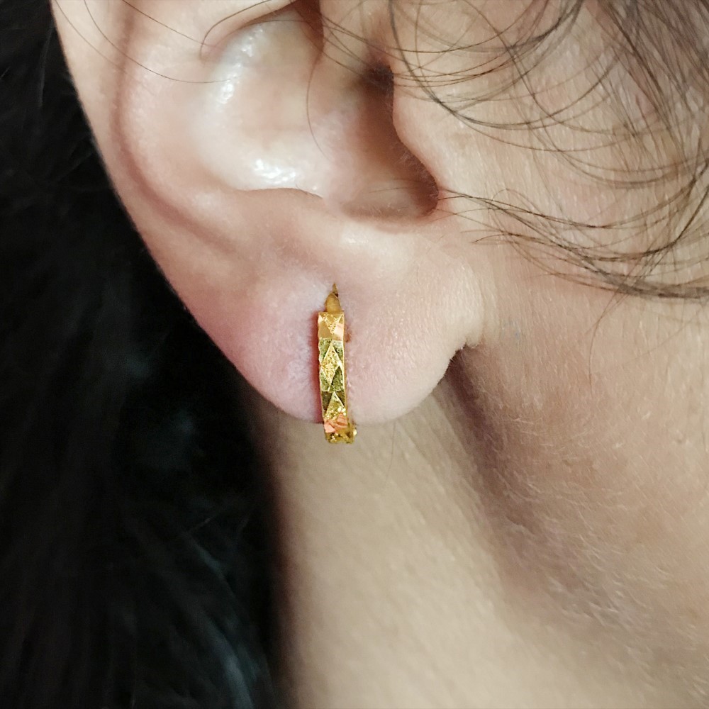 Fine Jewelry 18 Kt Real Solid Yellow Solid Gold Huggie Hoop Earrings 1.580 Grams