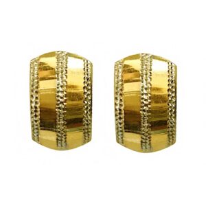 18 Kt Real Solid Yellow Solid Gold Two Tone Huggie Hoop Earrings 2.780 Grams