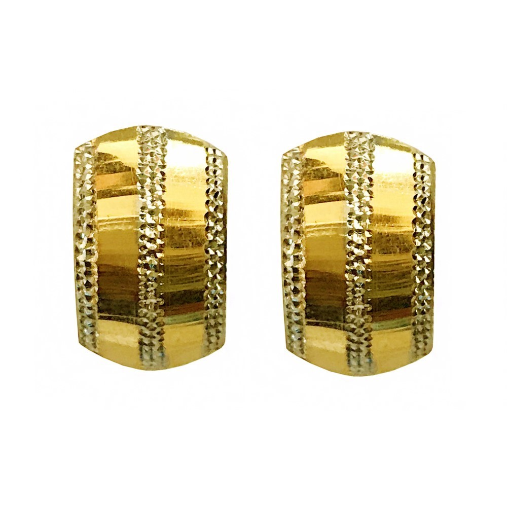 18 Kt Real Solid Yellow Solid Gold Two Tone Huggie Hoop Earrings 2.780 Grams - Image 4