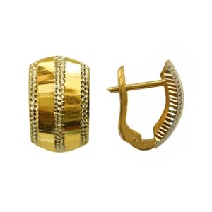 18 Kt Real Solid Yellow Solid Gold Two Tone Huggie Hoop Earrings 2.780 Grams