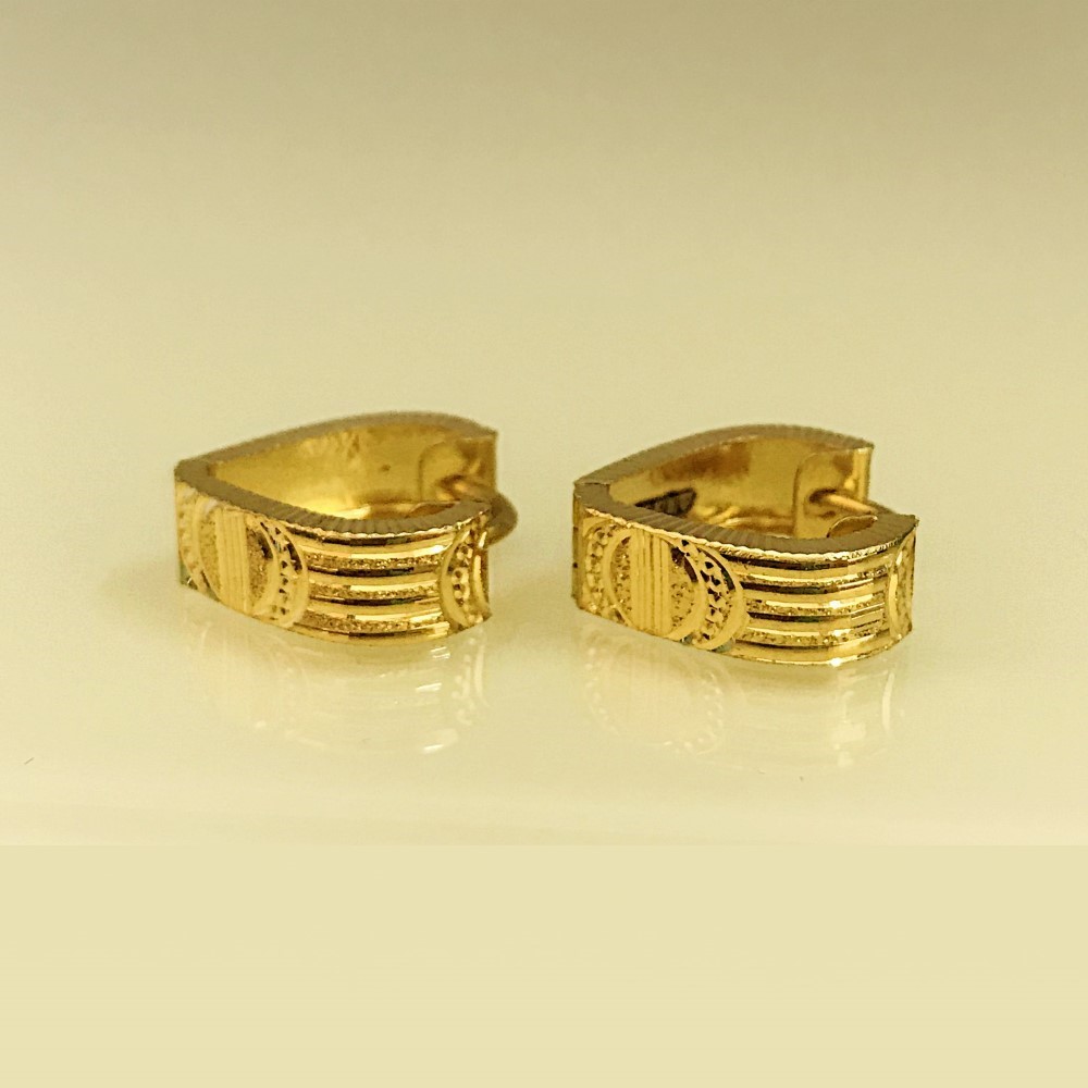Fine Jewelry 18 Kt Real Solid Yellow Solid Gold Huggie Hoop Earrings 2.910 Grams - Image 3