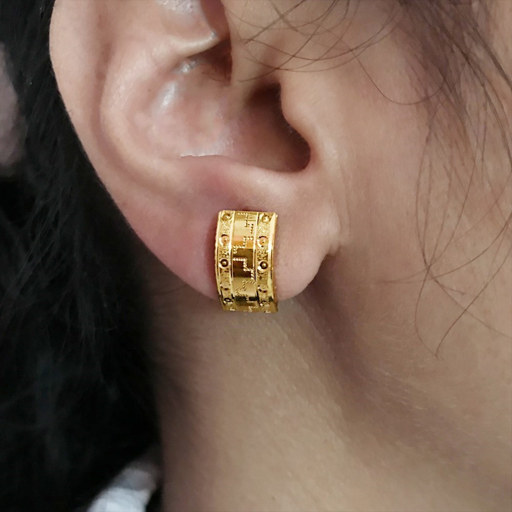 Fine Jewelry 18 Kt Real Solid Yellow Solid Gold Huggie Hoop Earrings 3.100 Grams