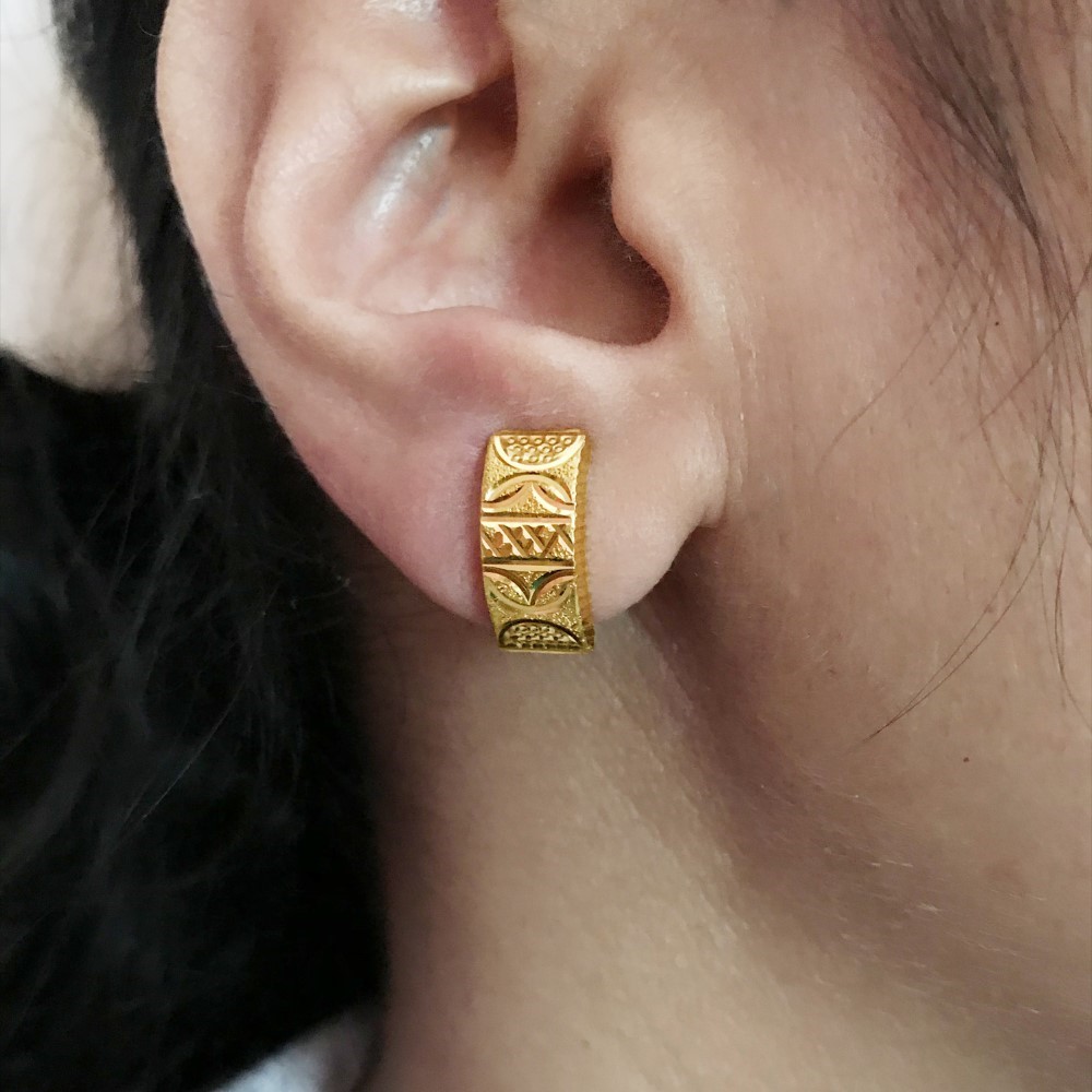 Fine Jewelry 18 Kt Real Solid Yellow Solid Gold Huggie Hoop Earrings 2.800 Grams