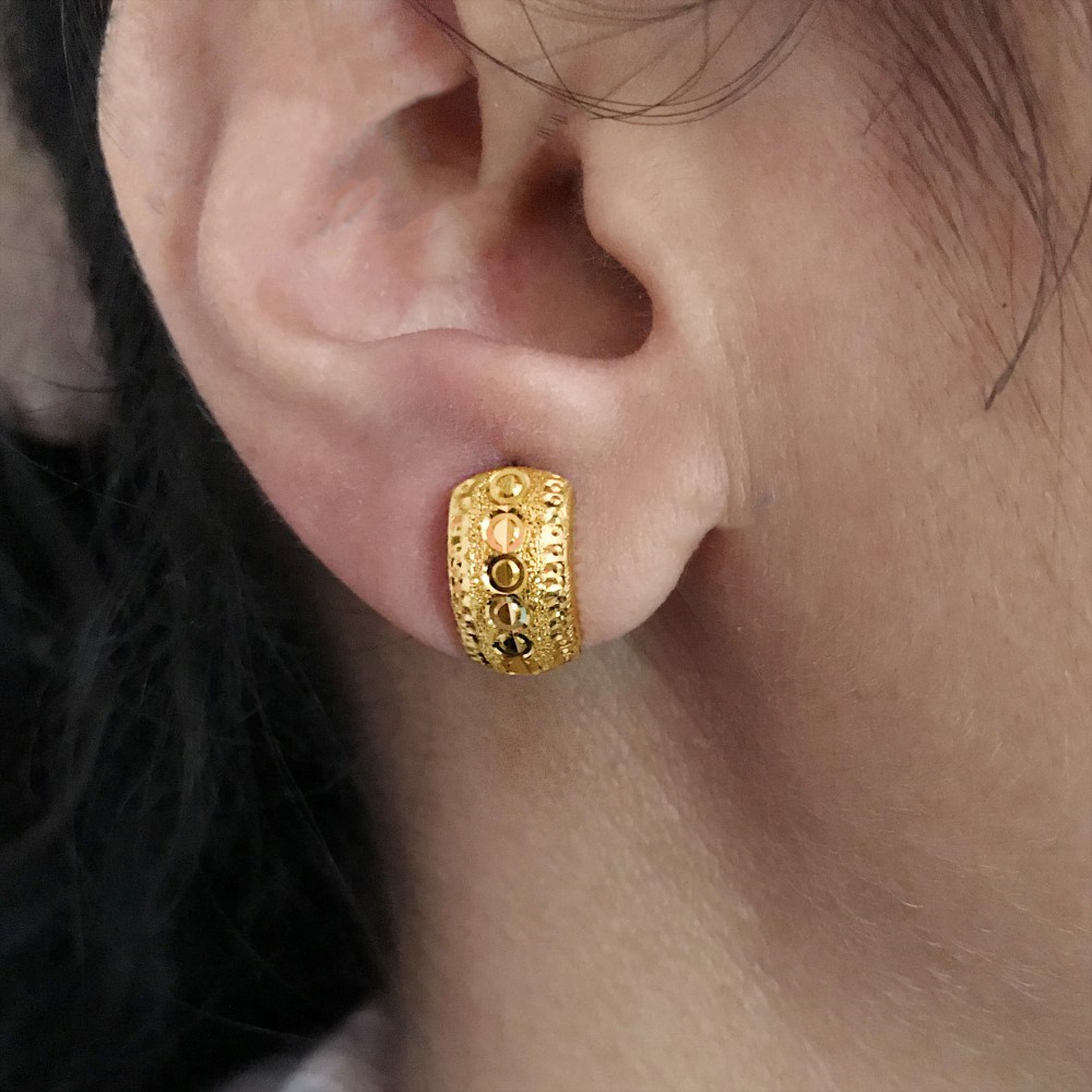 Fine Jewelry 18 Kt Real Solid Yellow Solid Gold Huggie Hoop Earrings 2.600 Grams