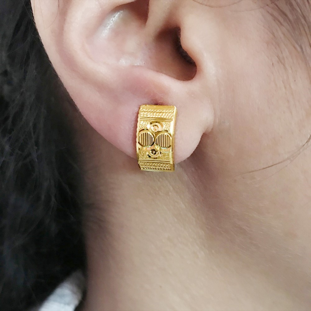 Fine Jewelry 18 Kt Real Solid Yellow Solid Gold Huggie Hoop Earrings 2.810 Grams