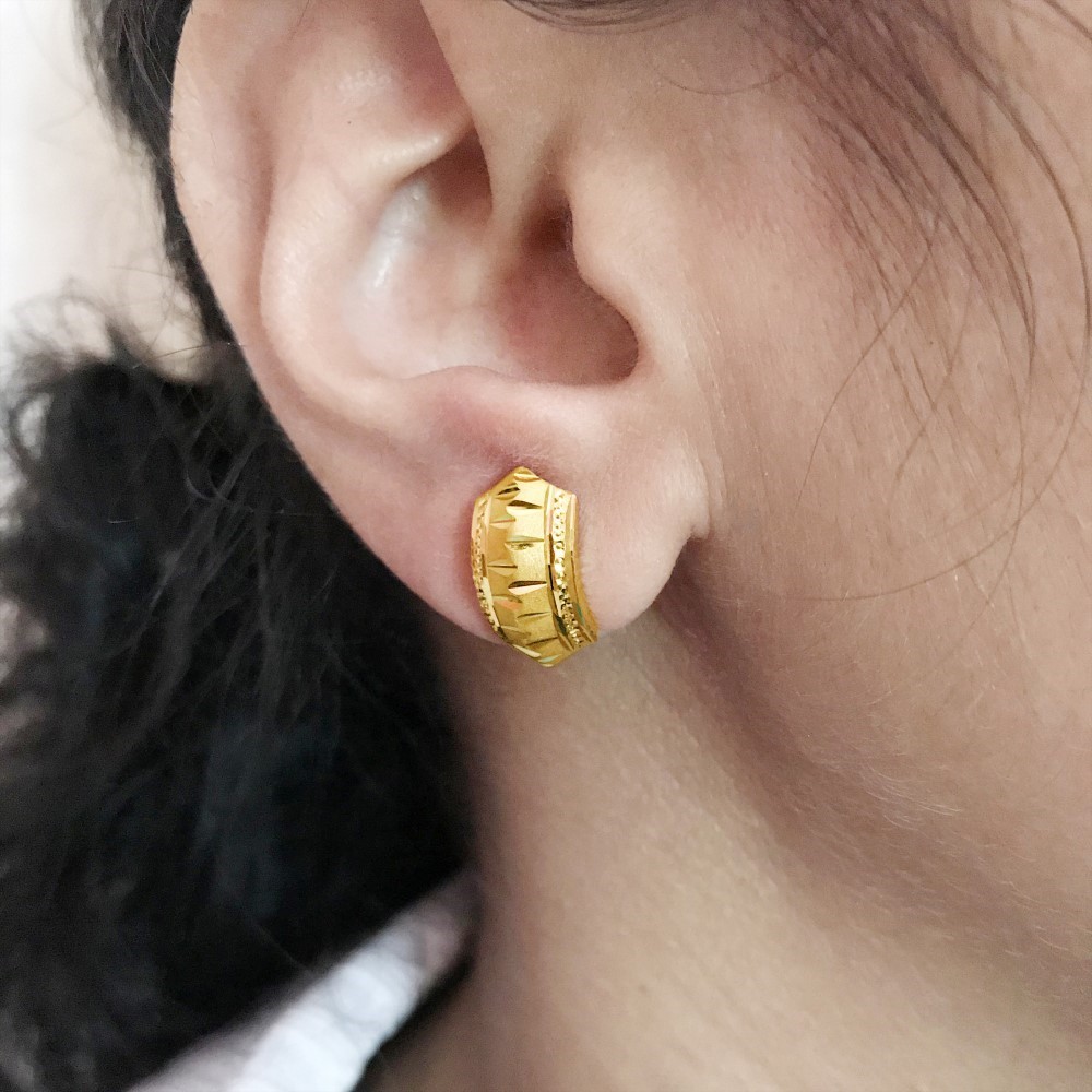 Fine Jewelry 18 Kt Real Solid Yellow Solid Gold Huggie Hoop Earrings 2.930 Grams