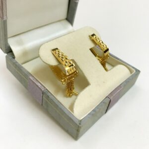 Fine Jewelry 18 Kt Real Solid Yellow Solid Gold Huggie Hoop Earrings 3.750 Grams