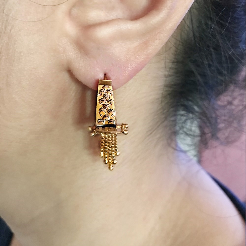 Fine Jewelry 18 Kt Real Solid Yellow Solid Gold Huggie Hoop Earrings 3.750 Grams